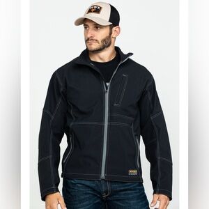 ARIAT MEN'S REBAR CANVAS SOFTSHELL WORK JACKET BLACK - MEDIUM